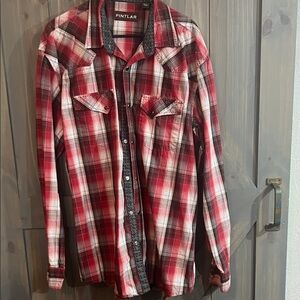 Red Plaid Casual Men's Shirt